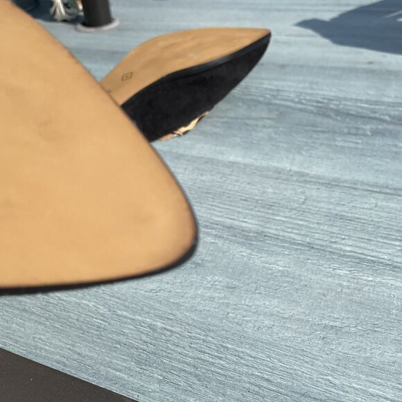 Halogen CORBIN Mules Women’s 8 Leopard Print Calf Hair Black Suede Point Slide - Picture 8 of 10